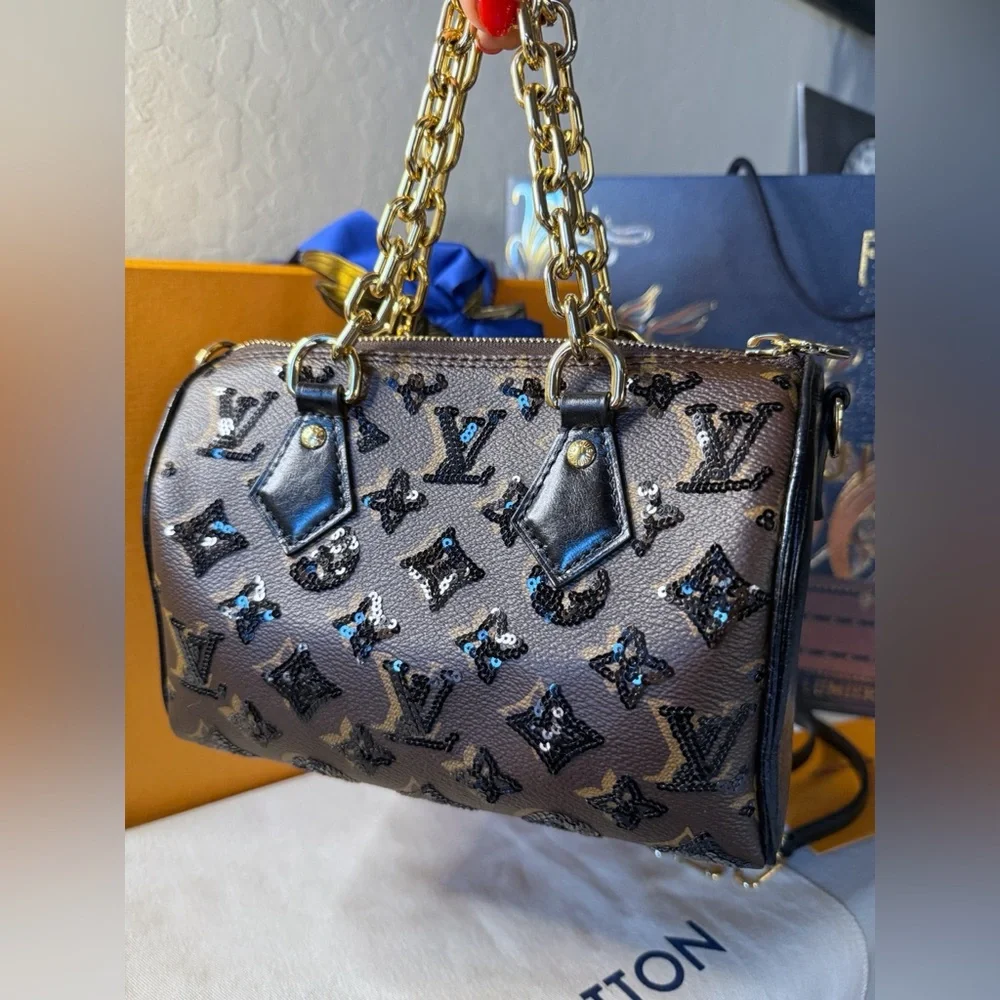 NWT Louis Vuitton Speedy Sequins Bandouliere 20 Ski Collection Limited Edition - Picture 9 of 17